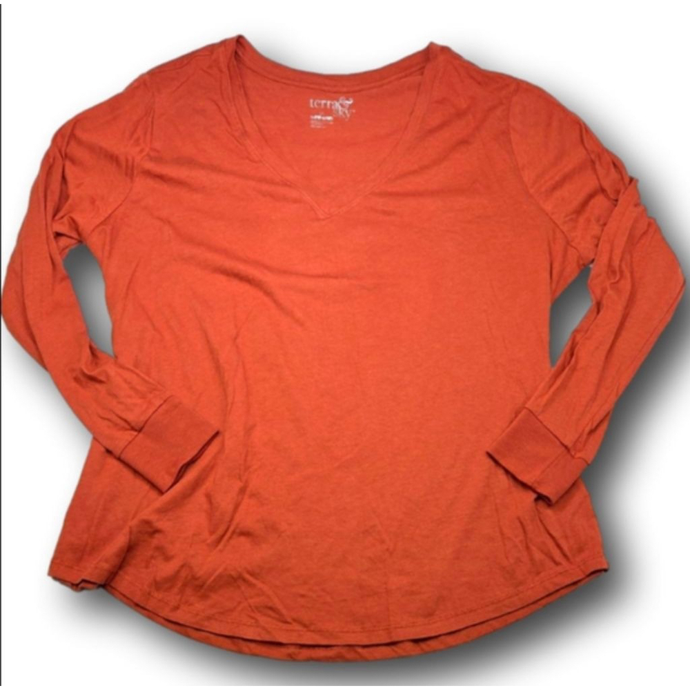 Women's Terra & Sky Rust Long Sleeve V-Neck Tee 1X